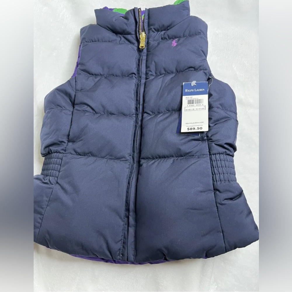 Polo Ralph Lauren Reversible Vest Kids Blue Purple Navy Green size small